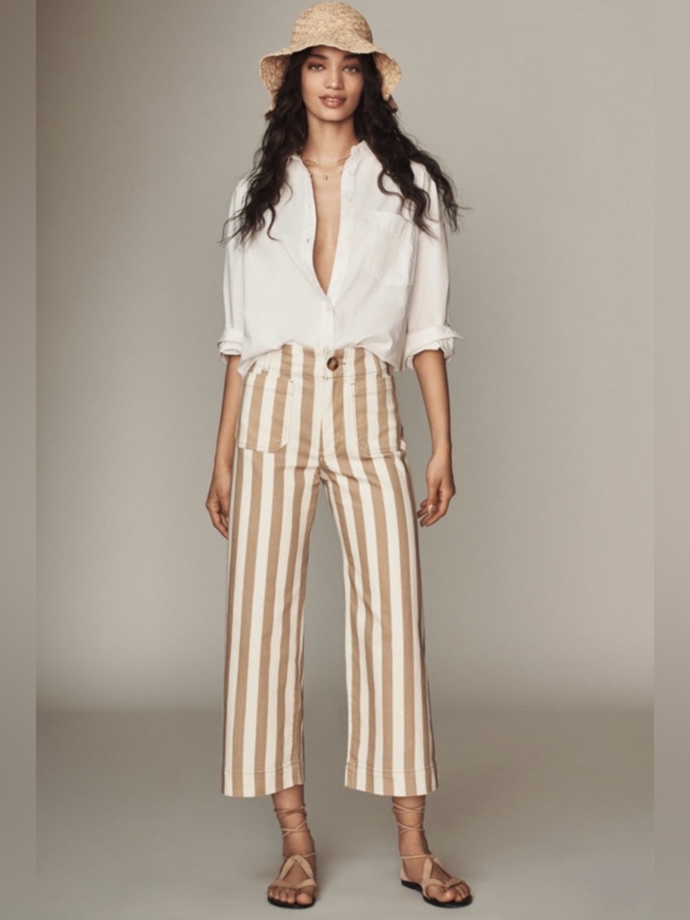 Maeve by Anthropologie The Colette Cropped Wide-Leg Jeans: Striped Edition